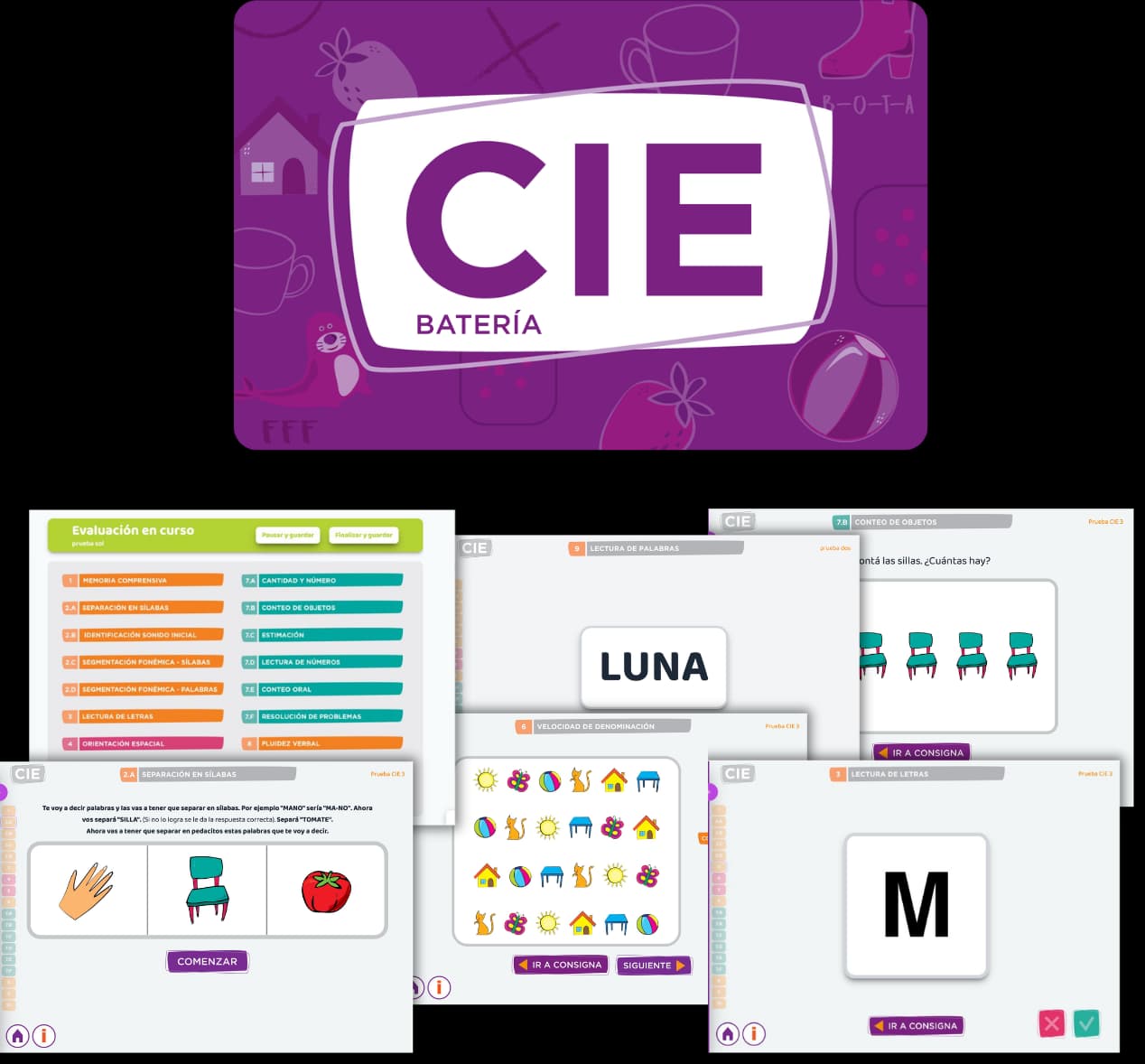 La caja de la Batería CIE y pantallas de la evaluación digital